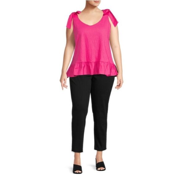 WOMEN'S PLUS SIZE Knit Tank Top Shirt with Shoulder Ties Size OX - Picture 5 of 9